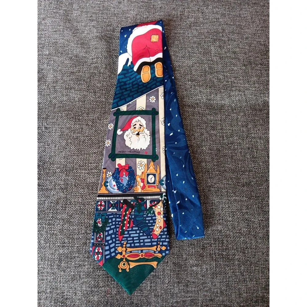 Tie 70s 80s 90s Y2K Mens Holiday Christmas Santa Statement 3.75 Wide 58 Long